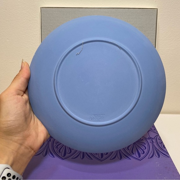 Wedgwood NEW Vintage 1970 Christmas Plate Trafalgar Square Blue White Jasper 8” - Picture 8 of 10
